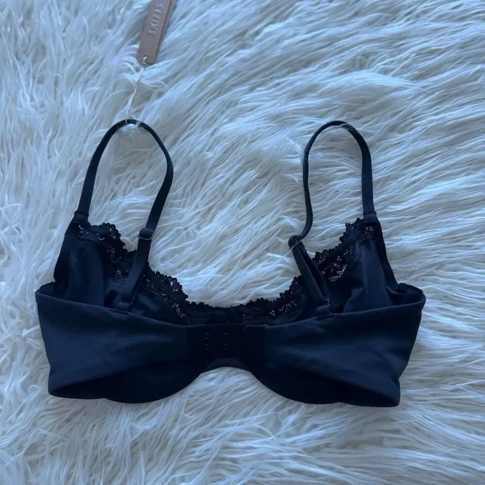 Skims Fits Everybody Lace Demi Underwire Bra Onyx Size 32DD - Picture 6 of 8